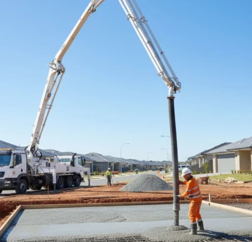Concrete pumping during site cut to pour service