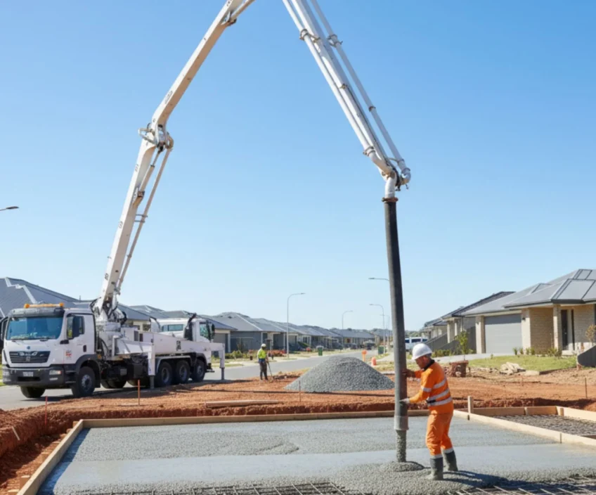 Concrete pumping during site cut to pour service